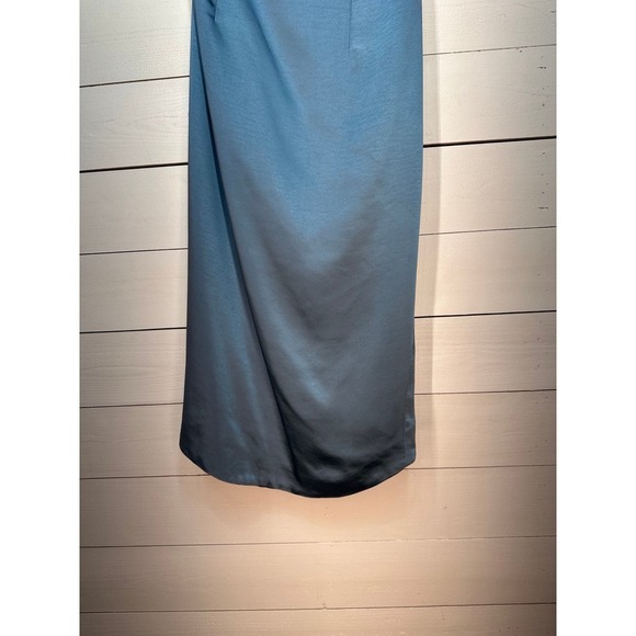 Elliatt XL One Shoulder High Slit Satin Cassini Dress in Baby Blue - Picture 8 of 16